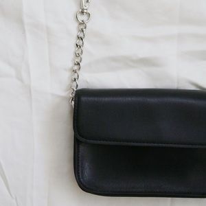Brandy Melville Black Flaux Leather Chain Purse